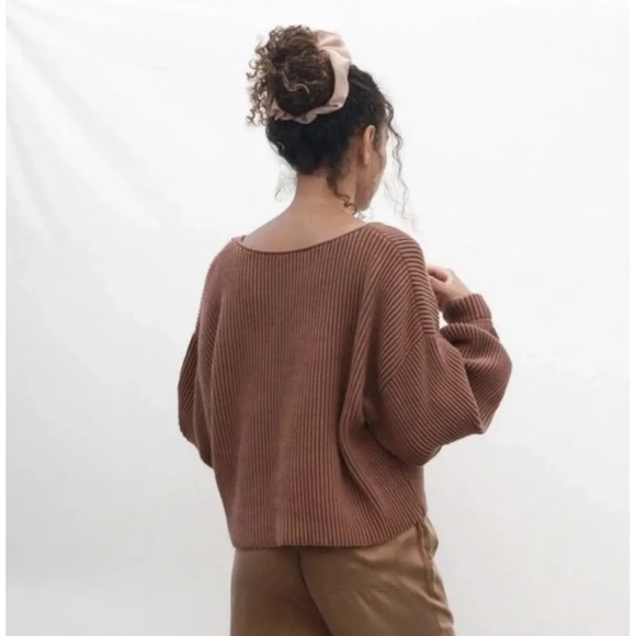 Lunya chestnut reversible oversized ribbed sweater sz medium m preloved - Picture 7 of 11